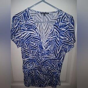 Cable & Gauge Blue/White short sleeve casual Shirt Size Large